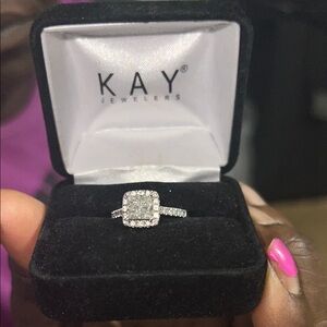 Kay Jewelers Silver Diamond Halo Engagement Ring